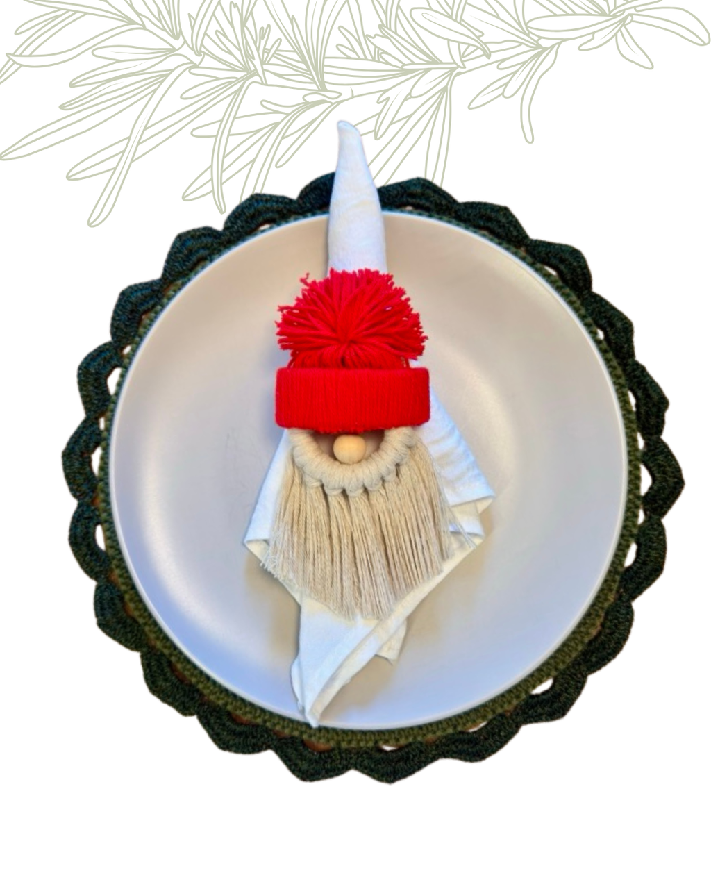 Macrame Santa Claus Napkin Ring - Set of 6