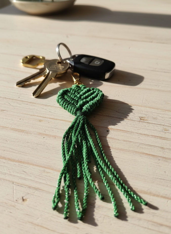 Green Macrame Keychain