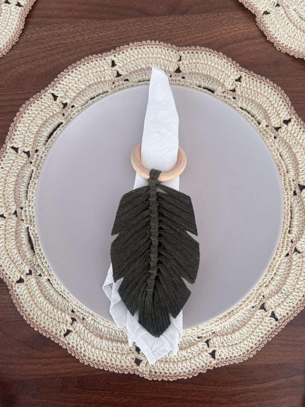 Green Macramé Napkin Rings