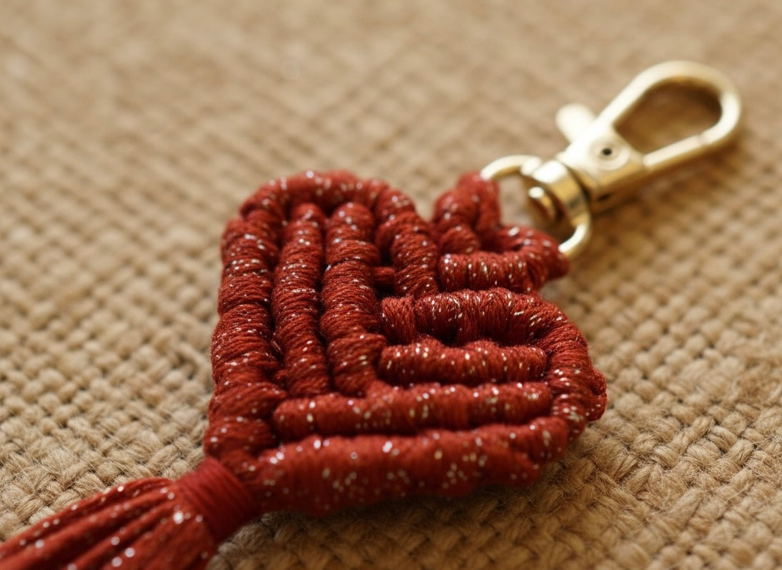 Red Macrame Keychain