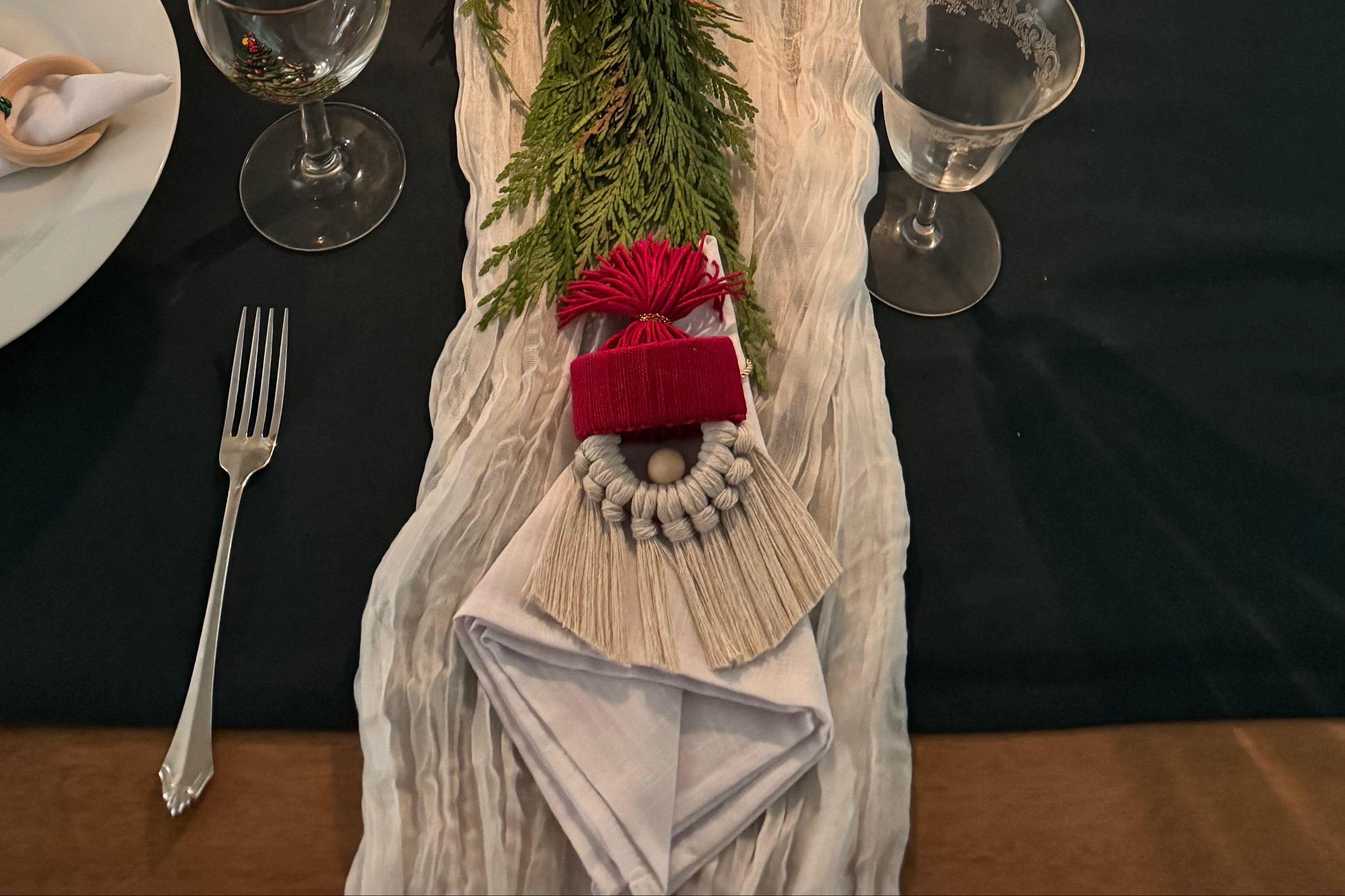 Macrame Santa Claus Napkin Ring - Set of 6